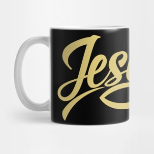 Lettering Jesus with the sign of the fish. Mug